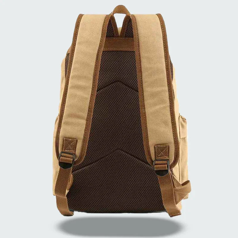 "Unisex ryggsäck med justerbara remmar, läderdetaljer och minimalistisk design för vardag, skola, och äventyr."