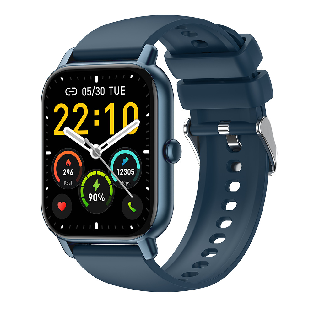 Unisex smartklocka med GPS och hälsomonitorering, elegant design, stor skärm, passar till vardag och träning.