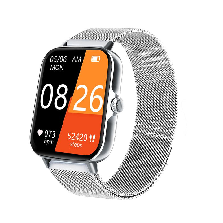 Unisex smartklocka med hälsoövervakning och anpassningsbart utseende, elegant design för träning och vardag.