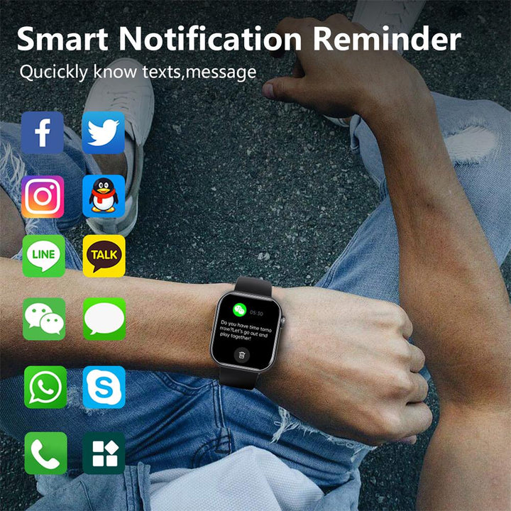 Unisex smartklocka med hälsoövervakning och anpassningsbart utseende, elegant design för träning och vardag.