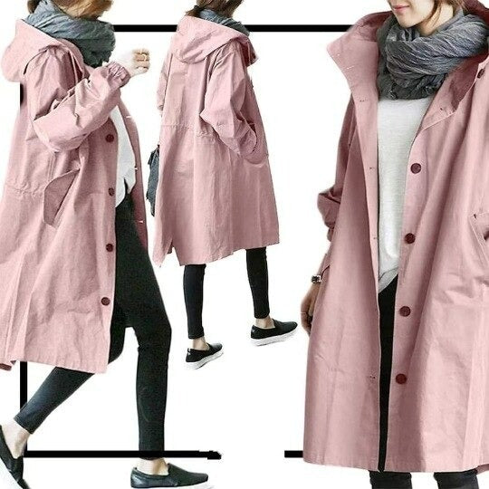 "Vattentät damjacka trenchcoat med modern design, elegant snitt och klassiska detaljer för vardagsbruk."