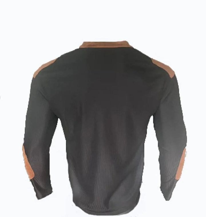 "Våfflad Herr Henley Skjorta i grått, långärmad och andningsbar. V-ringad design, idealisk för alla säsonger."