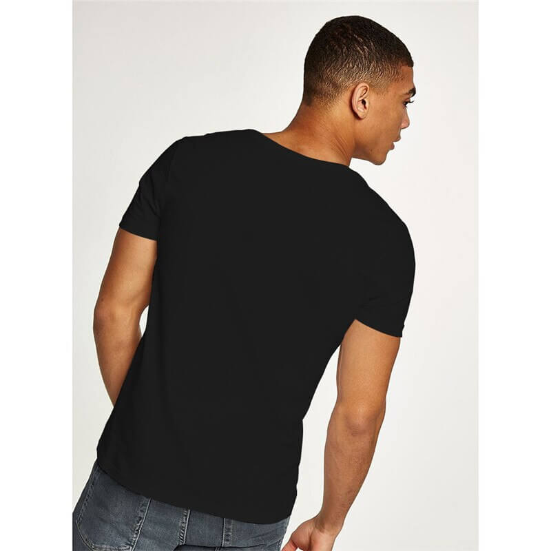 "V-hals T-shirt herr i bomullsblandning, slank passform, grå färg, stilig och bekväm för vardagen."