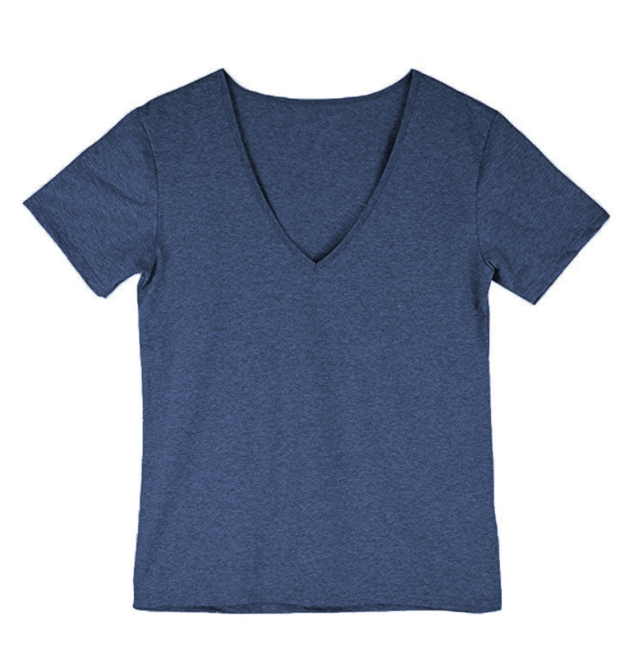 "V-hals T-shirt herr i bomullsblandning, slank passform, grå färg, stilig och bekväm för vardagen."
