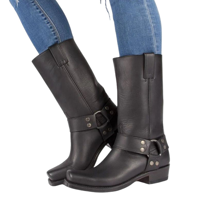 "Vintage herr cowboy stövlar för höst och vinter, högkvalitativt PU-läder, klassisk och stilren westernlook."