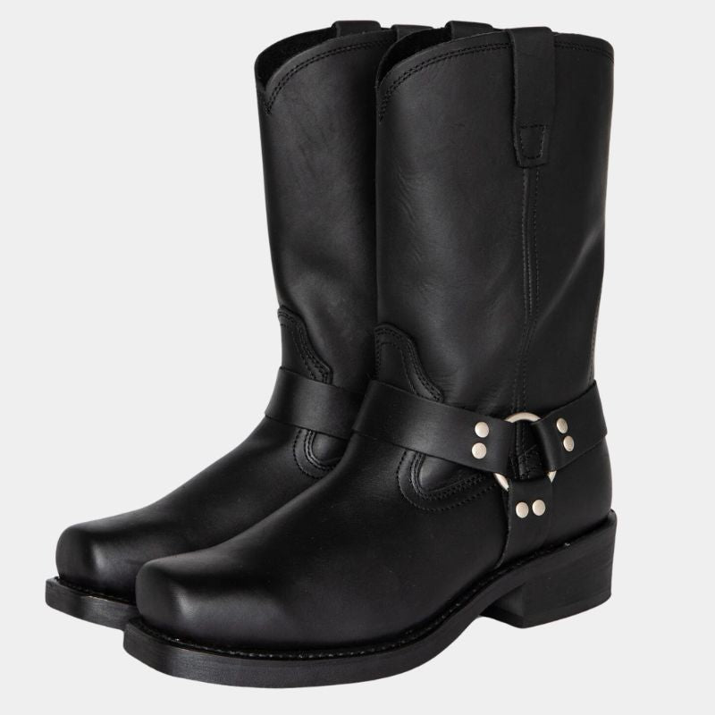 "Vintage herr cowboy stövlar för höst och vinter, högkvalitativt PU-läder, klassisk och stilren westernlook."