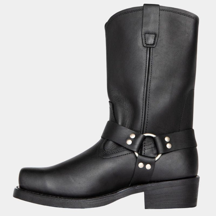 "Vintage herr cowboy stövlar för höst och vinter, högkvalitativt PU-läder, klassisk och stilren westernlook."