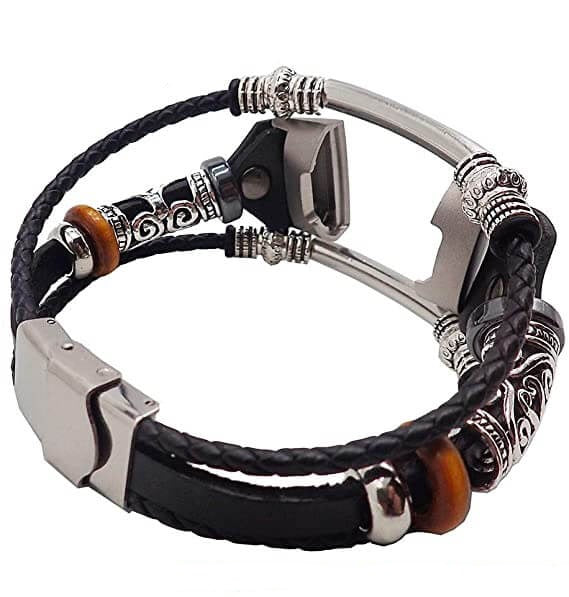 "Vintage klockarmband i PU-läder för Apple Watch, svart eller brunt. Elegant design, perfekt damaccessoar."