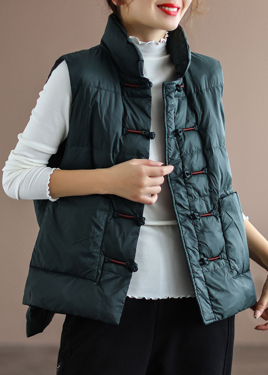 Vinter puffer västa med ståkrage och fickor, framsida, unisex design för skydd mot kyla och praktisk vardagsanvändning.
