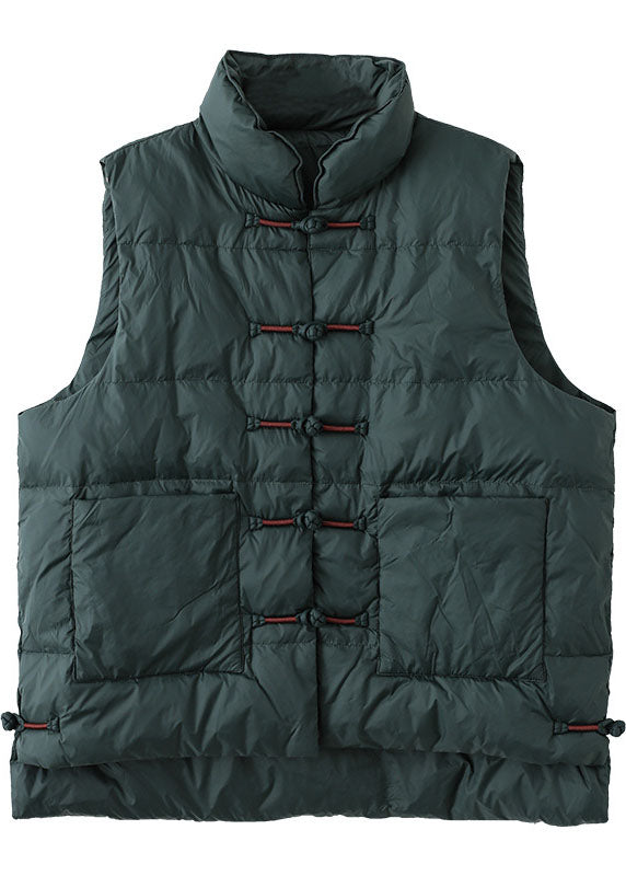 Vinter puffer västa med ståkrage och fickor, framsida, unisex design för skydd mot kyla och praktisk vardagsanvändning.