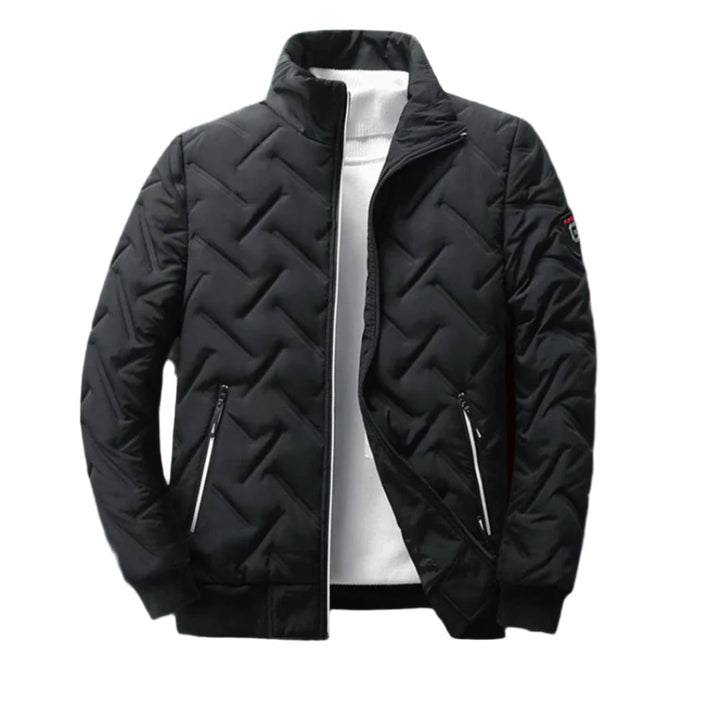 "Värmande herrjacka i modern design, mjukt material, trendig stil, perfekt för kalla dagar."