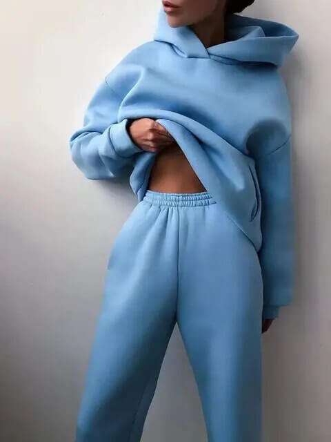 Tvådelad avslappnad lounge-set med oversized hoodie