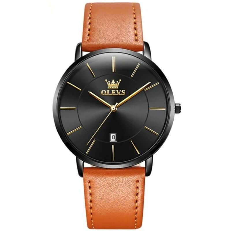 Snygg Läderarmbandsklocka med Datum