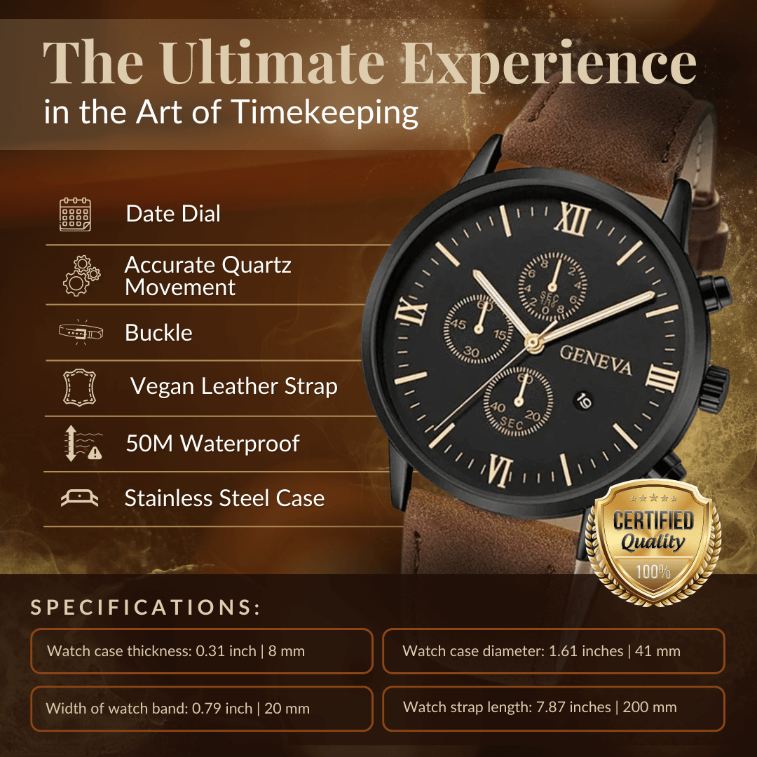 Elegant Analog Quartz Watch with Leather Strap