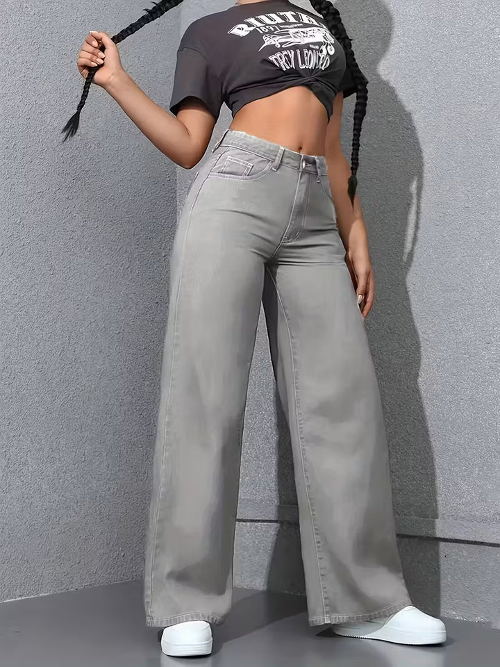 Dam Hög Midja Vida Jeans i Armégrön
