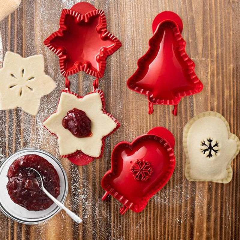 "ABS-plast julbakformar i olika former som snöflinga och julgran, perfekt för enkel och festlig bakning."