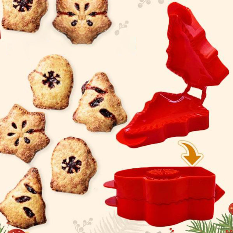 "ABS-plast julbakformar i olika former som snöflinga och julgran, perfekt för enkel och festlig bakning."