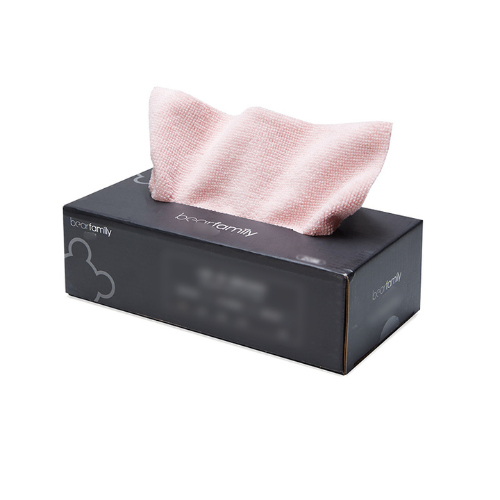 Absorberande mikrofiber kökshandduk i blått, rosa och grått för effektiv rengöring av köksytor och bord.