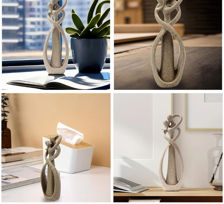 Designstaty med abstrakt par som kramas. Tidlös kärlek & elegant heminredning för vardagsrum eller kontor.
