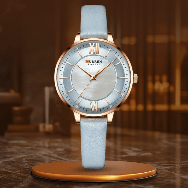 Elegant Kvartsklocka med Läderrem
