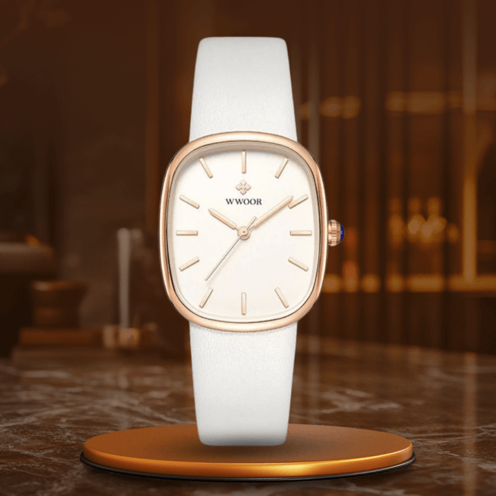 Elegant Kvartsur med Läderrem