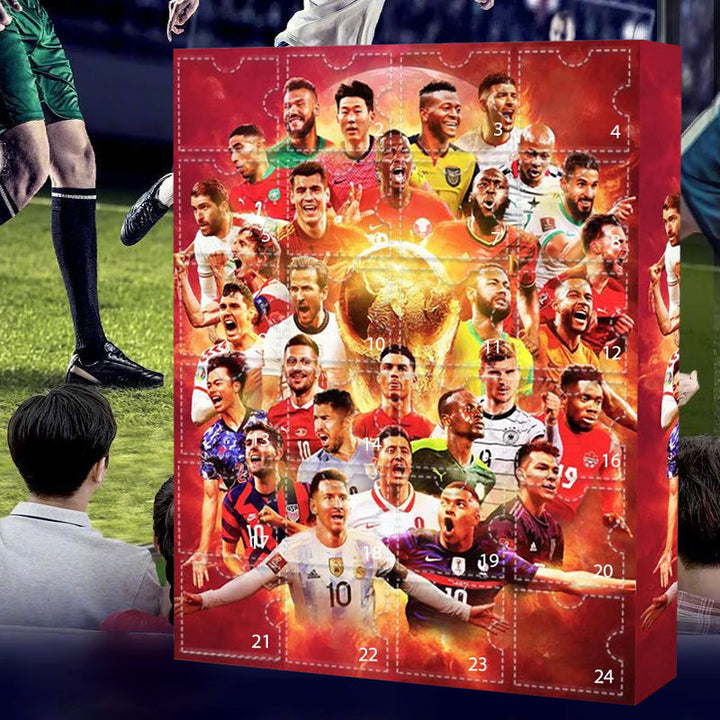 "Adventskalender för VM 2024 med vintriga teman, julöverraskningar, ca 30x18x5 cm, perfekt som juldekoration."