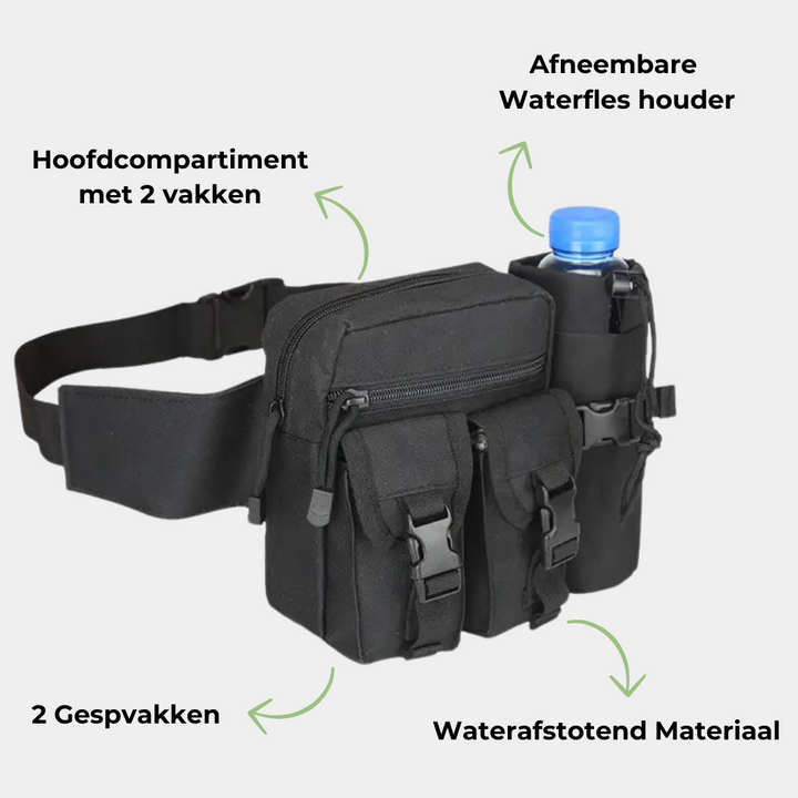 Handsfree midjeväska för äventyr utomhus. Håll dina saker säkra under vandring, cykling och sport.
