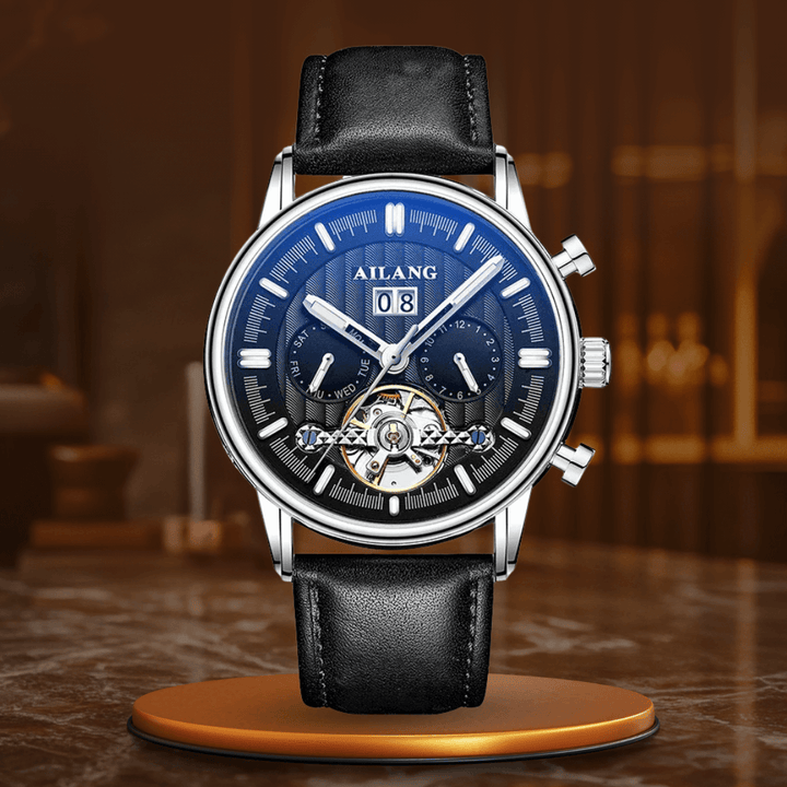 Elegant Tourbillon-klocka med läderrem