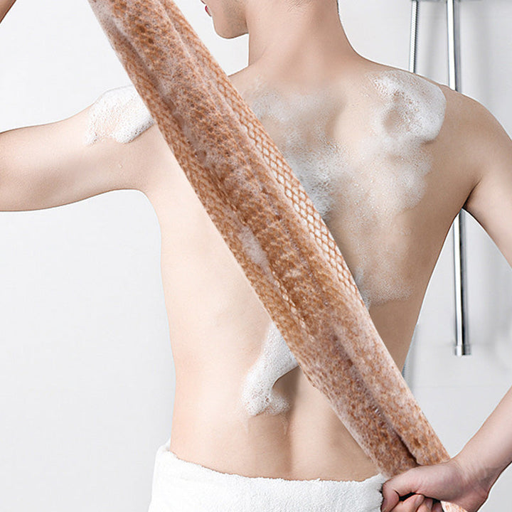 "Afrikanskt exfolieringsnät i nylon, blått, grovmaskigt för effektiv hudvård. Perfekt för hela kroppen, även svåråtkomliga om