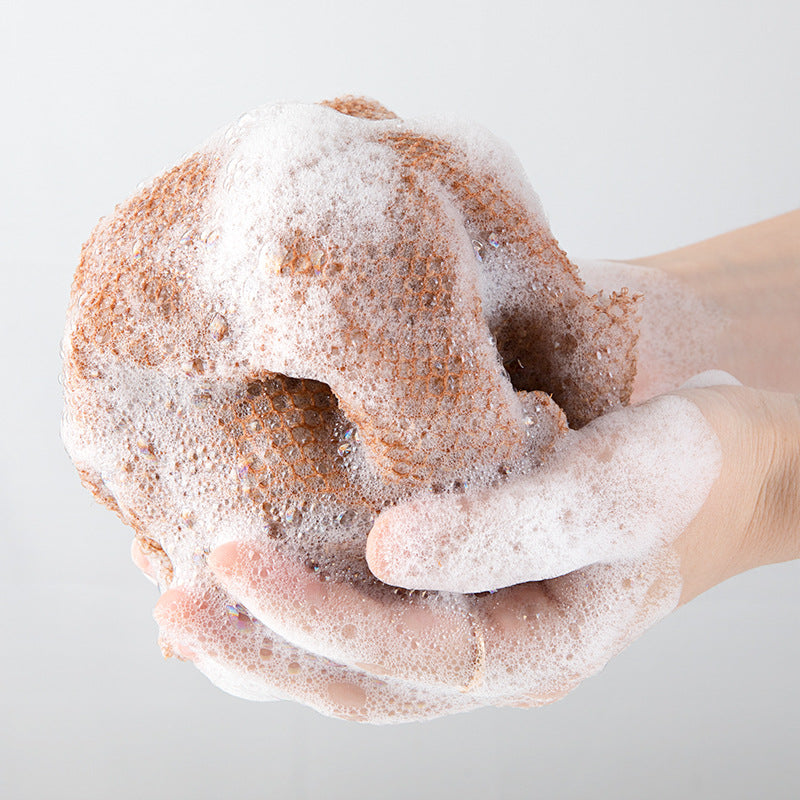 "Afrikanskt exfolieringsnät i nylon, blått, grovmaskigt för effektiv hudvård. Perfekt för hela kroppen, även svåråtkomliga om