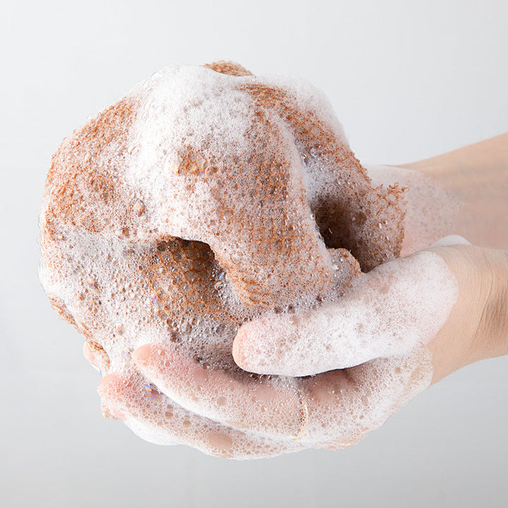 "Afrikanskt exfolieringsnät i nylon, blått, grovmaskigt för effektiv hudvård. Perfekt för hela kroppen, även svåråtkomliga om