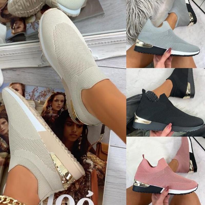 "Andas lättviktiga damskor med mesh och gummisula, elastisk slip-on design, perfekt för daglig komfort."