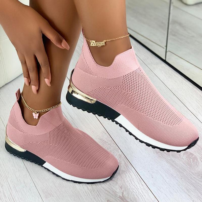 "Andas lättviktiga damskor med mesh och gummisula, elastisk slip-on design, perfekt för daglig komfort."