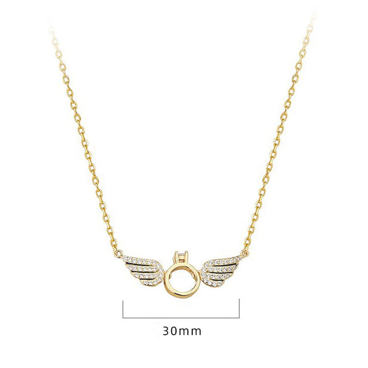 "Ängelvinge halsband för kvinnor, silver och guld, med flytande diamant, elegant änglavingeform, justerbart 45-50 cm"