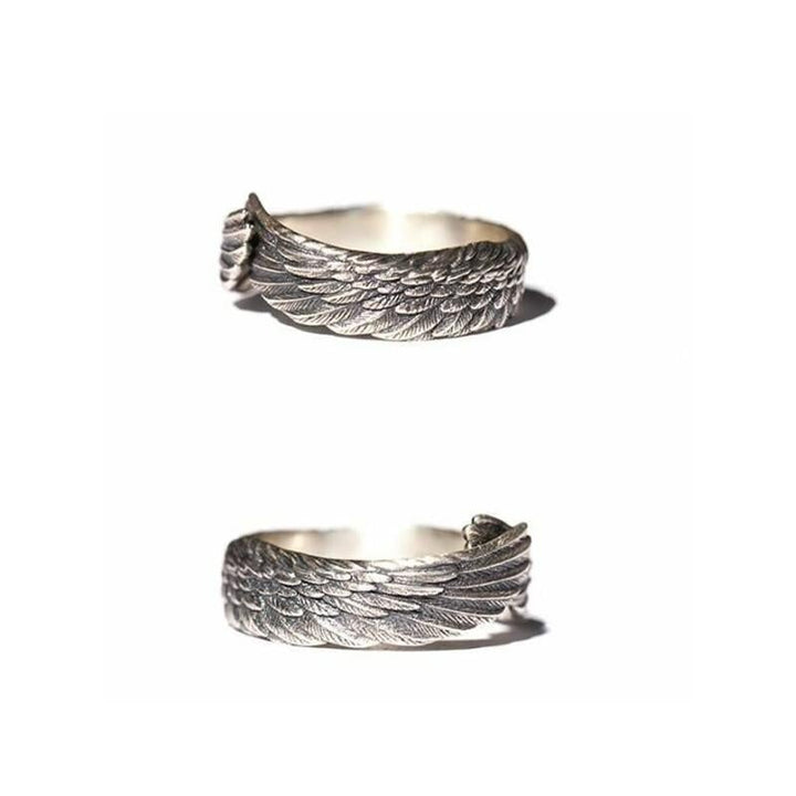 "Änglavinge ring i silver för kvinnor med justerbar storlek, elegant design, symboliserar hopp och kärlek, nickfri."