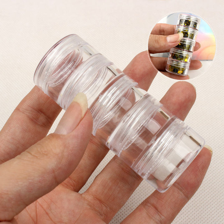 "Anslutna transparenta förseglade plastflaskor 5-pack, kompakt design, transparent ABS, perfekt förvaring"