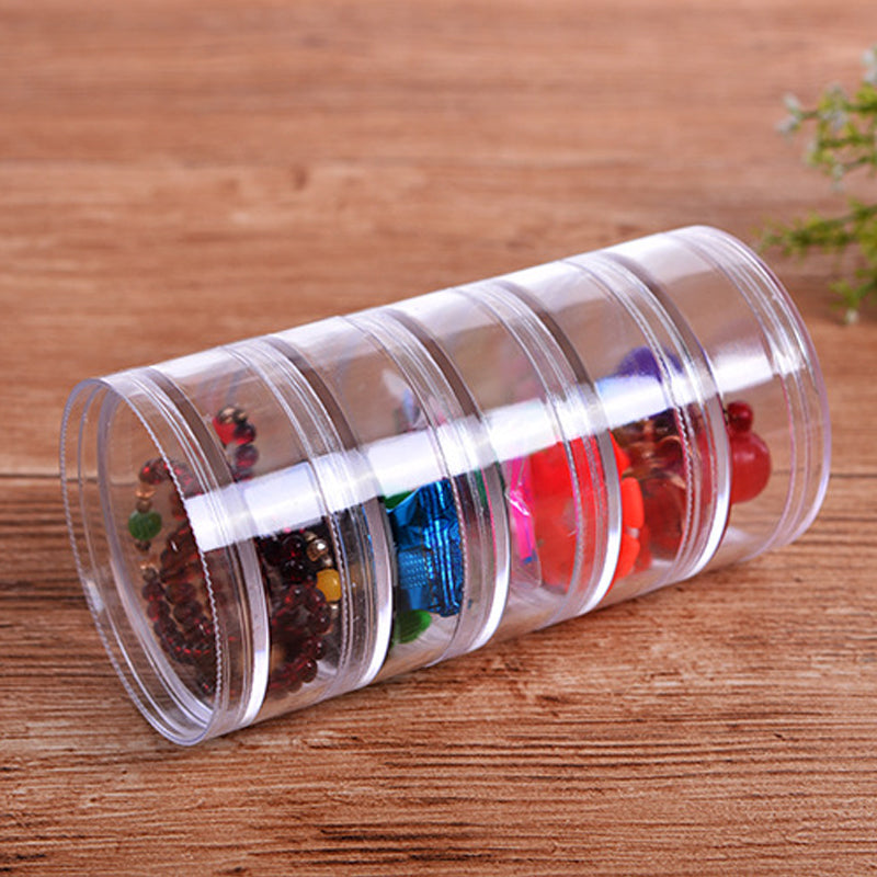 "Anslutna transparenta förseglade plastflaskor 5-pack, kompakt design, transparent ABS, perfekt förvaring"