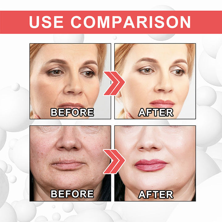"Anti-aging kräm med kollagen, vit burk med gulddetaljer, främjar fastare och återfuktad hud, idealisk mot rynkor."