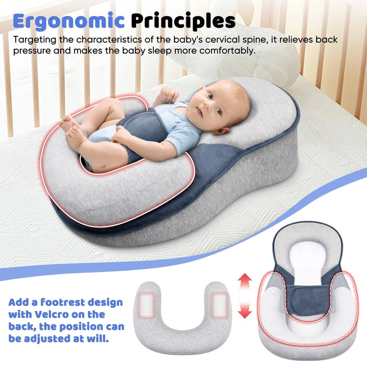 Andningsbar baby lounger för nyfödda, bekväm vila och stöd vid reflux.