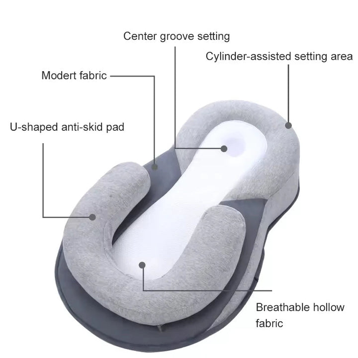 Säker och ergonomisk sömnstöd för nyfödda med reflux, justerbar och andningsbar design.