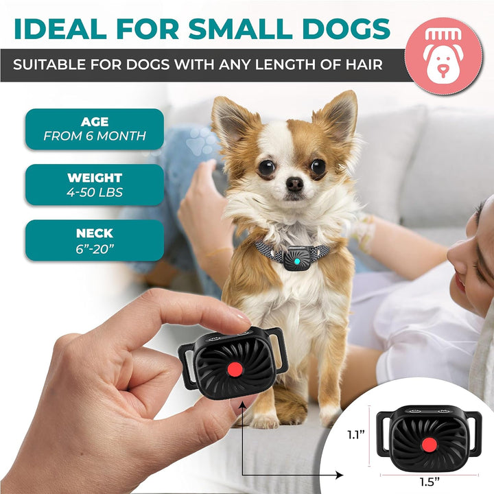 Skällhalsband med ljud- & vibrationsfunktion för anti-skäll träning. Effektivt för små hundar.