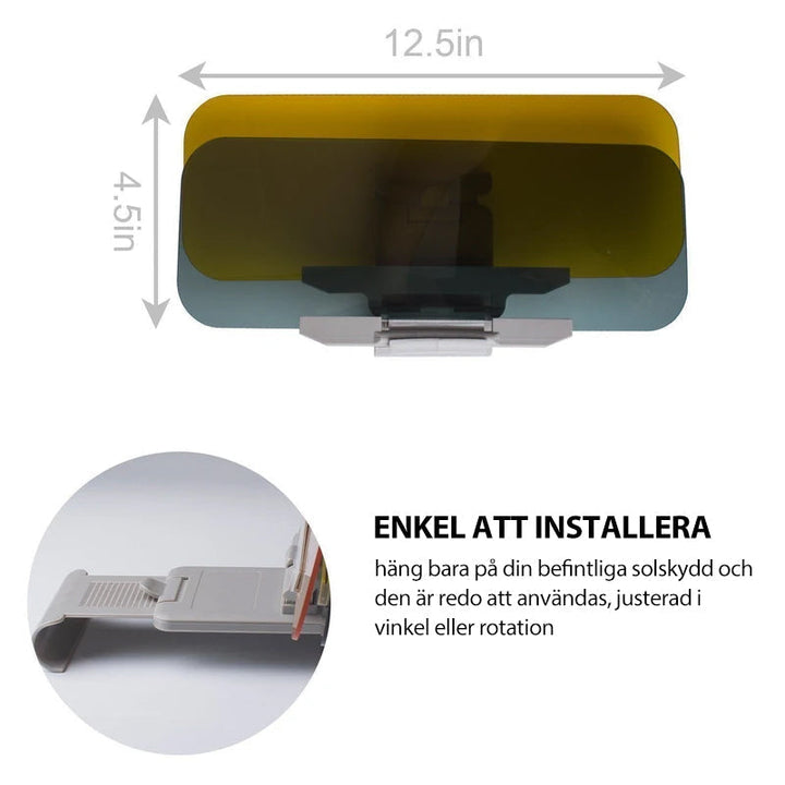 "Antireflex solskydd för bilruta, skyddar mot bländning och skadliga strålar, förbättrar komfort och säkerhet vid körning."