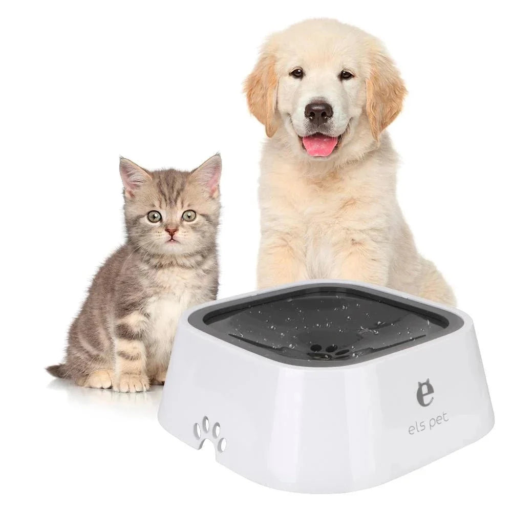 Antispill vattenskål för hund, 1.5L, håller golv rena och torra. Perfekt för valp och vuxen hund.