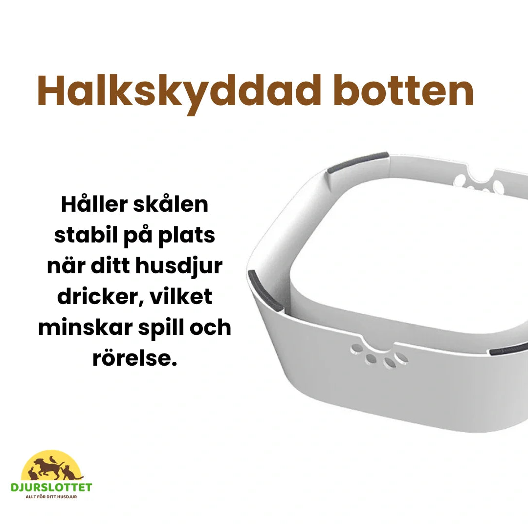 Snygg antispill kattskål 1.5L, perfekt för kräsna katter. Förhindrar spill och vattenpölar.