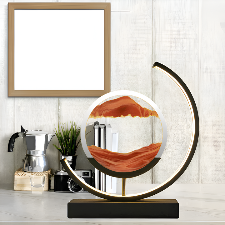 Unik Sand Glow bordslampa, perfekt present. Dekorativ LED-lampa med flytande sand, appstyrd för avkoppling.