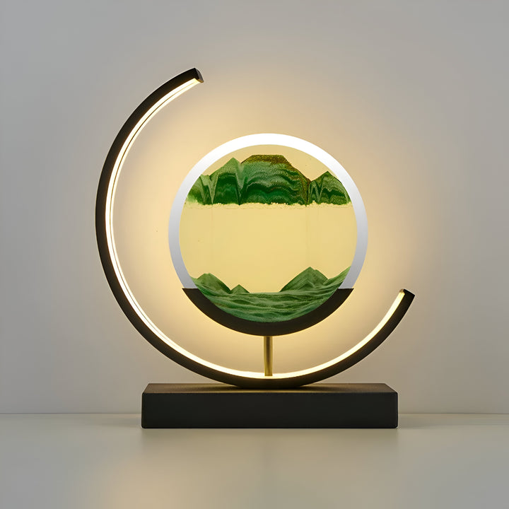 Heminredning: Sand Glow dekorativ bordslampa. Appstyrd LED-lampa med rörlig sand för en avkopplande atmosfär.