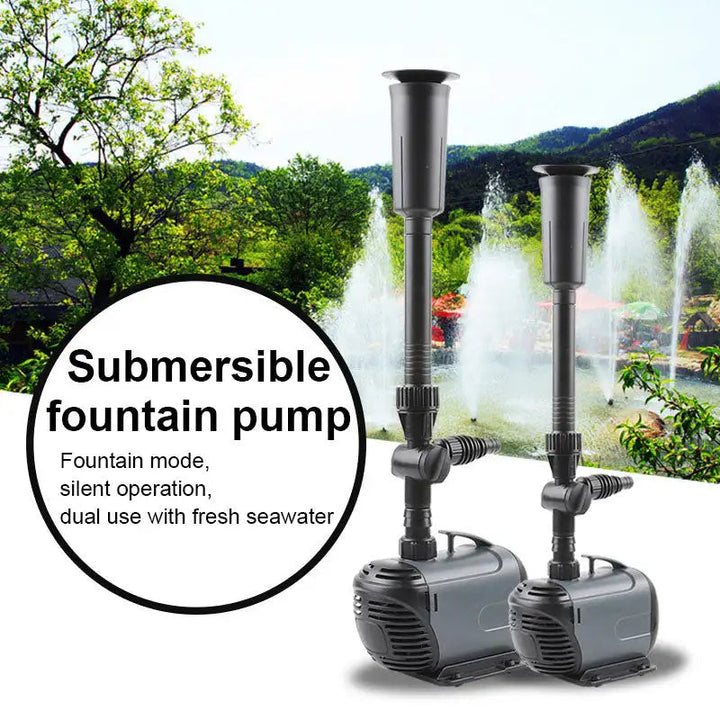 Dynamisk AquaFlex Pro fontänpump som skapar livfulla vattenstrålar och vattenfall i trädgårdsdammen, ger rörelse.