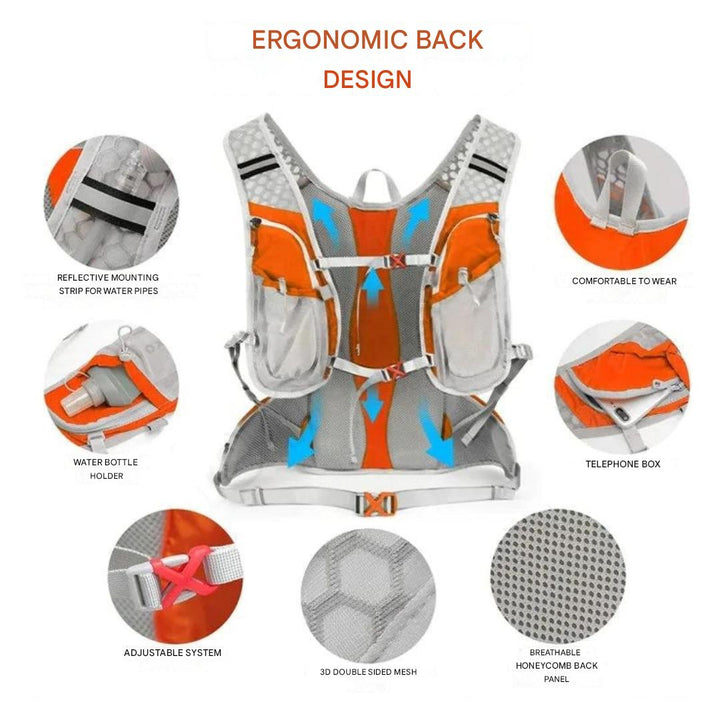 AquaPack unisex ryggsäck med 2L hydreringsblåsa, idealisk för dagsturer, löpning och sport.