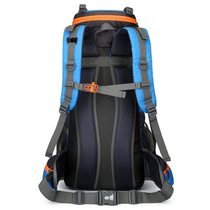 Robust 45L vattentät outdoor-ryggsäck, perfekt för vandring, camping och resor.