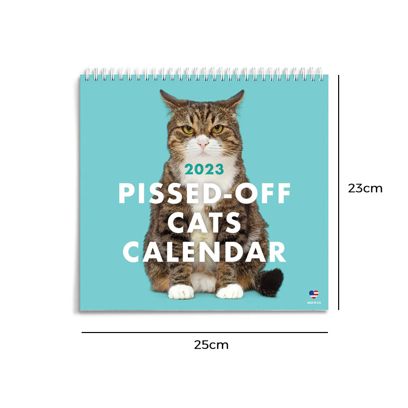 "Arg Kattkalender 2024: Charmig kalender med uttrycksfulla, humoristiska kattbilder, perfekt present för kattälskare."